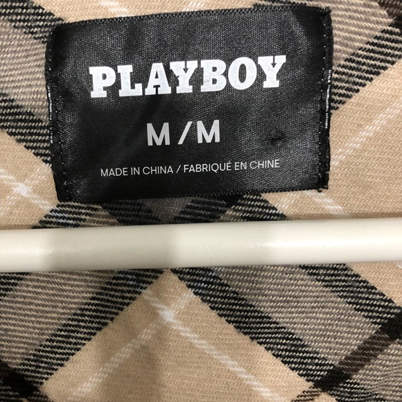 Playboy plaid shirt with iconic bunny logo print on the back size m - Picture 2 of 4
